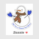 Blue Mittens Snowman Christmas<br><div class="desc">* Illustration of a cute snowman wearing mittens and a long scarf. * Several size options and choose matte glossy or transparent! * Add your text, family name, event, year or short message, or remove text option. * Use for decorating your laptop or sports bottles, scrap booking, DIY or crafting...</div>