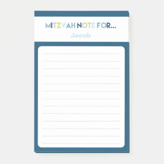 Blue Mitzvah Note: 4x6 Sticky Pad Post-it Notes
