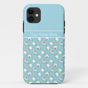 Blue Mix and Match Fun Sheep Patterns Case-Mate iPhone Case