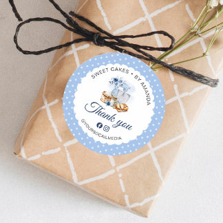 Blue Mixer Artisan Bakery Homemade Thank you Classic Round Sticker