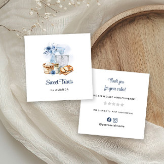 Blue Mixer Artisan Bakery Homemade Thank you Square Business Card