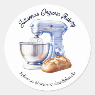 Blue Mixer Bread Bakery Pastry Chef Classic Round Sticker