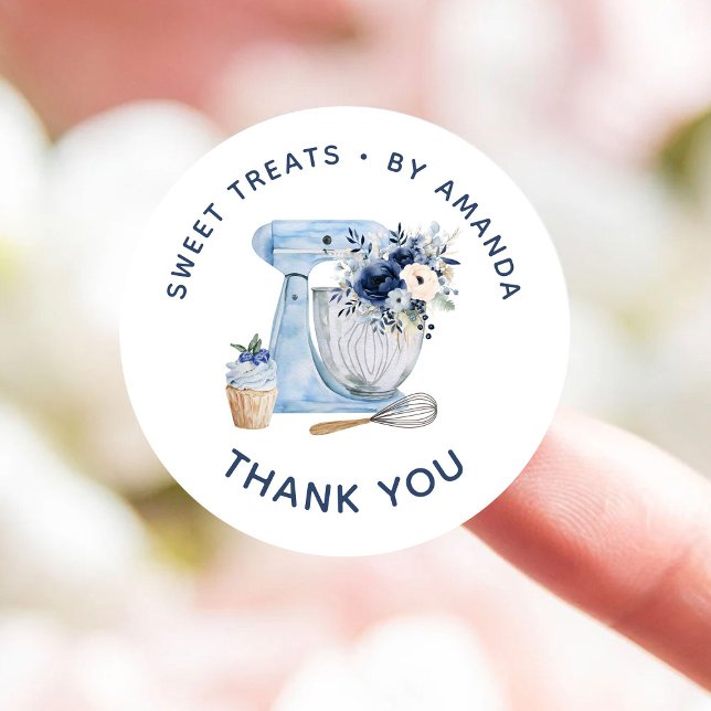 Blue Mixer Thank you Classic Round Sticker (Creator Uploaded)