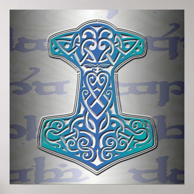 Blue Mjölnir on Tengwar Poster (Front)