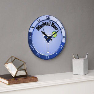 Blue Mocktail Hour Bar Clock