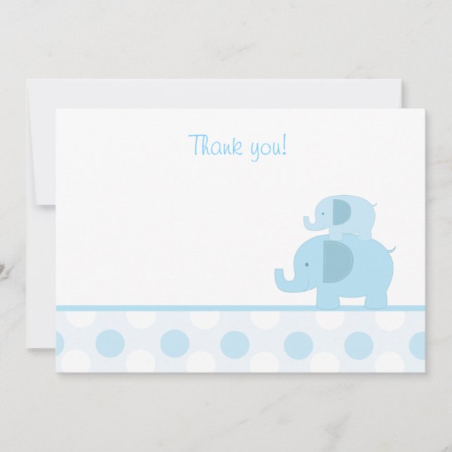 Blue Mod Elephant Flat Thank You notes (Front)