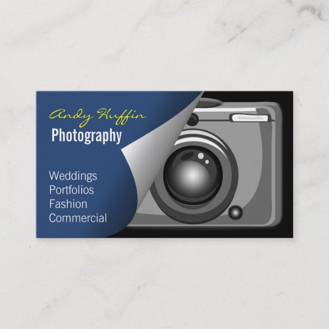 blue Mod Photoraphy, camera Business Card (Front)