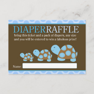 Blue Mod Turtles Baby Shower Diaper Raffle Card