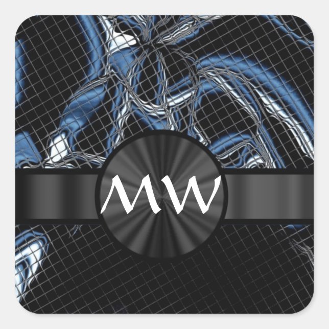 Blue Modern abstract cyborg Square Sticker (Front)