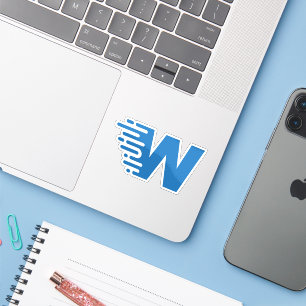 Blue Modern and Minimal Letter W Monogram