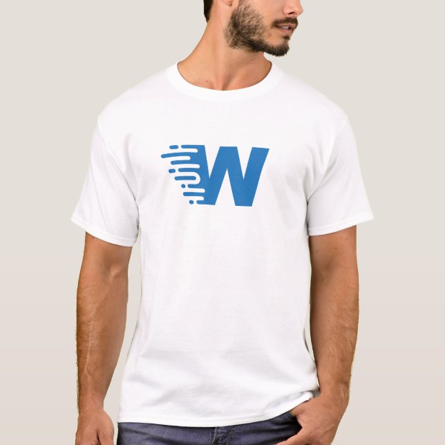 Blue Modern and Minimal Letter W Monogram T-Shirt (Front)