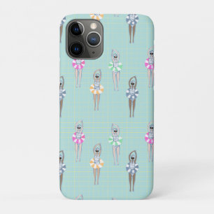 Blue Modern Artistic Swimmers Swimming Pool  Case-Mate iPhone Case