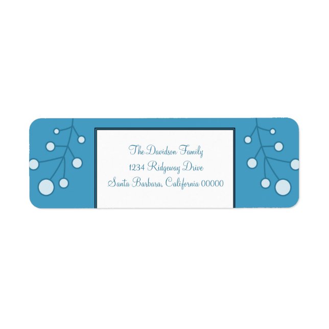 Blue Modern Berry Holiday Address Labels (Front)