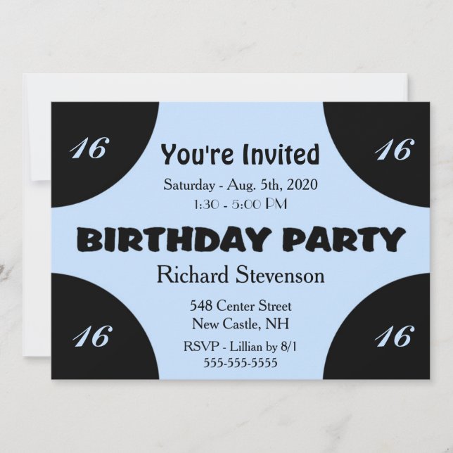 Blue Modern Birthday Invitation (Front)