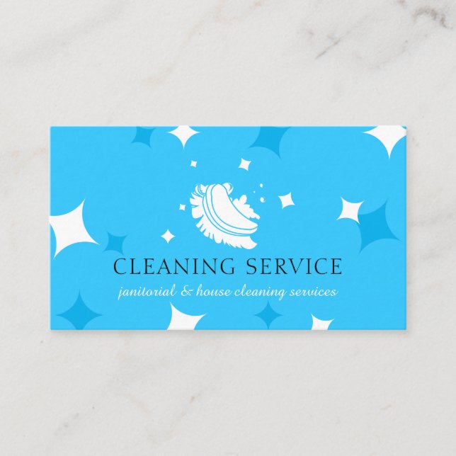 Blue Modern Bubble Housekeeper Cleaning Washing Business Card (Front)