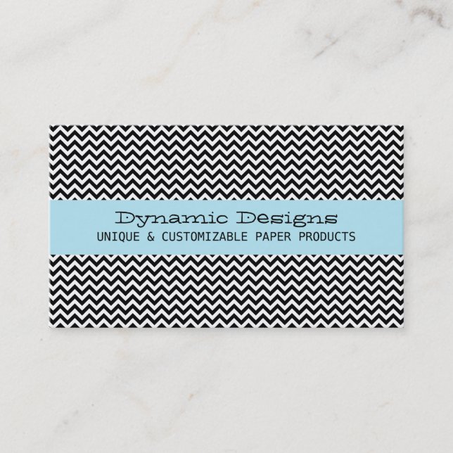 Blue Modern Chevron Business Card (Front)