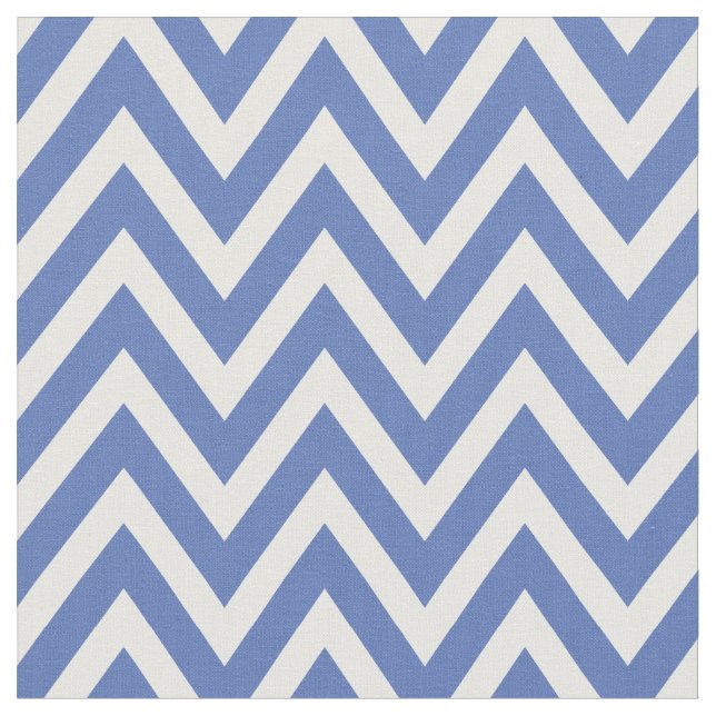 Blue Modern Chevron Stripes Fabric (Close Up)