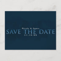 Blue Modern Chic SAVE THE DATE Wedding Engagement