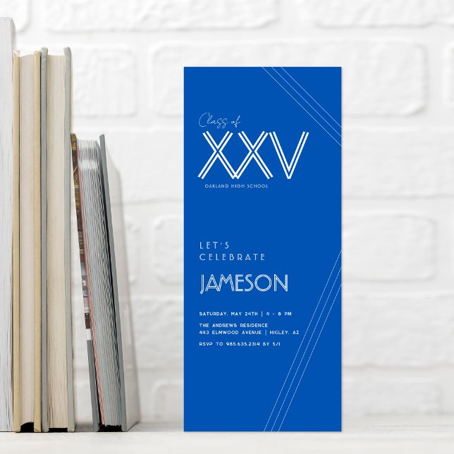 Blue | Modern Class of XXV Graduation Party Invitation (Creator Uploaded)