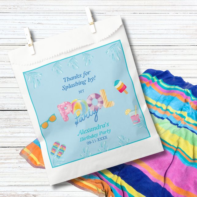 Blue Modern Colourful Kids Pool Party Favour Bags (Creator Uploaded)
