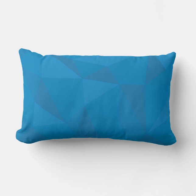 Blue, modern, cool, trendy, futuristic triangles lumbar cushion (Front)