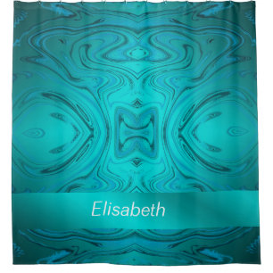 blue,modern curved pattern with different fractal shower curtain