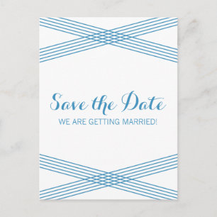 Blue Modern Deco Save the Date Postcard