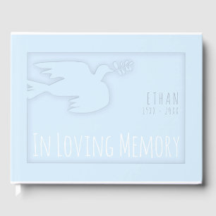 Blue Modern Dove Baby Celebration Guest Book