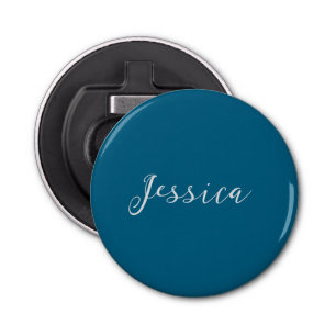 Blue Modern Elegant Plain Simple Professional Name Bottle Opener