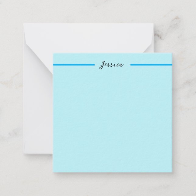 Blue Modern Elegant Plain Simple Professional Name Card (Front)