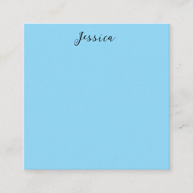 Blue Modern Elegant Plain Simple Professional Name Enclosure Card (Front)