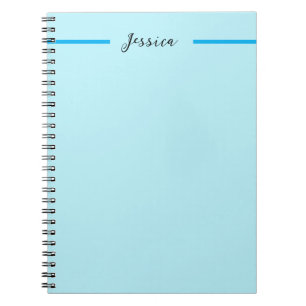Blue Modern Elegant Plain Simple Professional Name Notebook