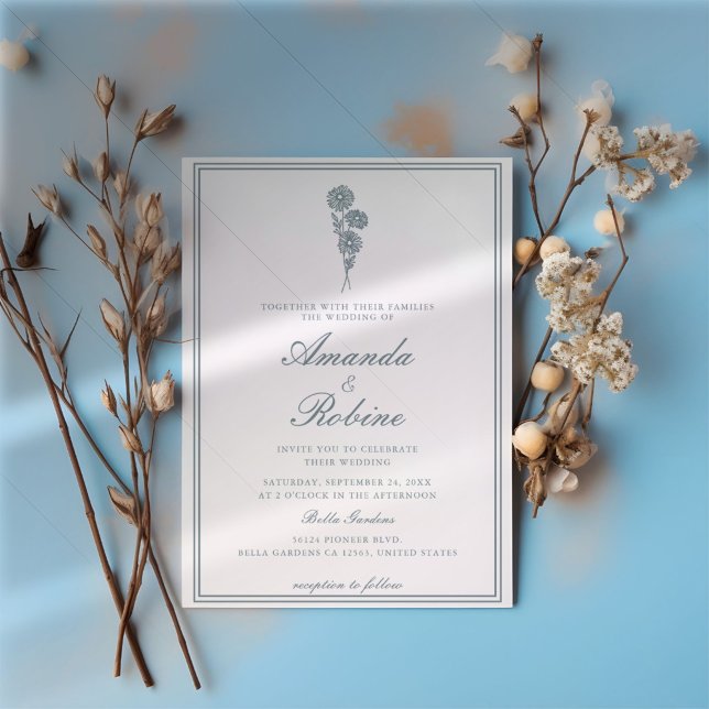 Blue Modern Elegant Wedding Invitation  (Creator Uploaded)