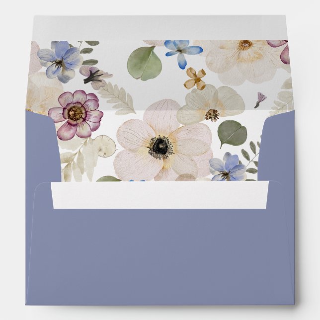 Blue Modern Floral Envelope (Blue Modern Floral Watercolor Envelope by Painted Paperie
)