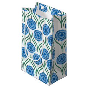 Blue Modern Floral Pattern-White Small Gift Bag