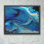 Blue Modern Fluid art Abstract  Poster<br><div class="desc">This design was created from my one-of-a-kind fluid acrylic painting. If you change the size and the art does not fit, hit the customise button and then select the fill option. It may be personalised by clicking the customise button and adding a name, initials or your favourite words. Contact me...</div>