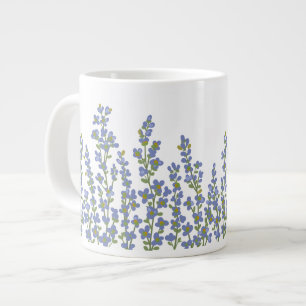 Blue Modern Garden Floral Blooms Large Coffee Mug