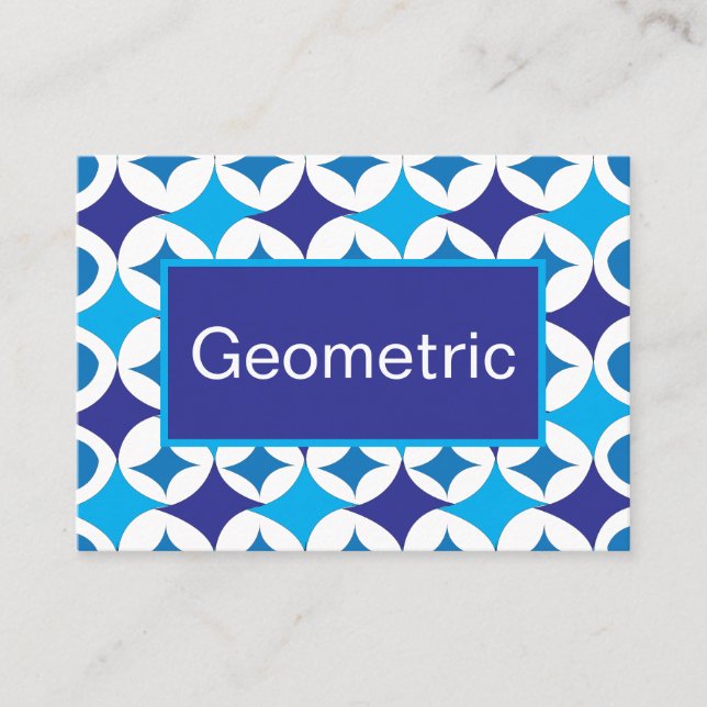 Blue Modern Geometric  Business Card (Front)