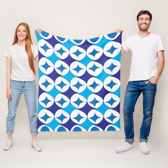 Blue Modern Geometric Fleece Blanket (In Situ)