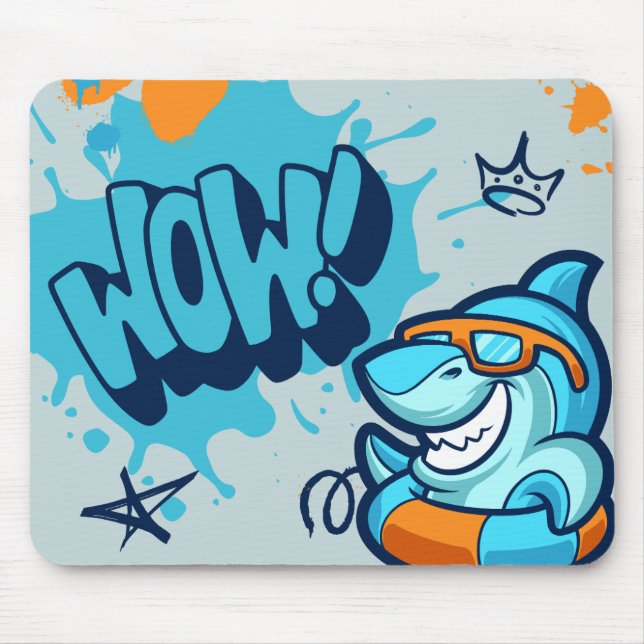 Blue Modern Graffiti Mouse Pad (Front)