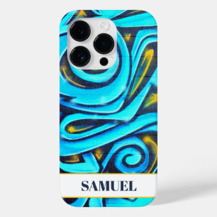 Blue Modern Graffiti Pattern  Case-Mate iPhone 14 Pro Case