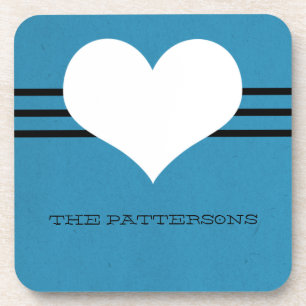 Blue Modern Heart Coaster Set