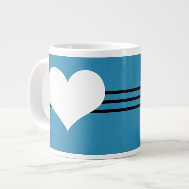 Blue Modern Heart Jumbo Mug (Front Left)