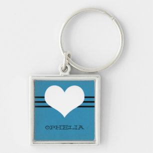 Blue Modern Heart Premium Keychain