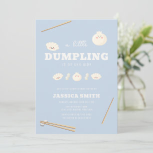 Blue Modern Kawaii Bao Dumpling Baby Shower  Invitation