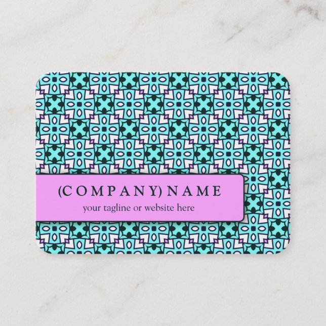 Blue modern leaves pattern business card (Front)