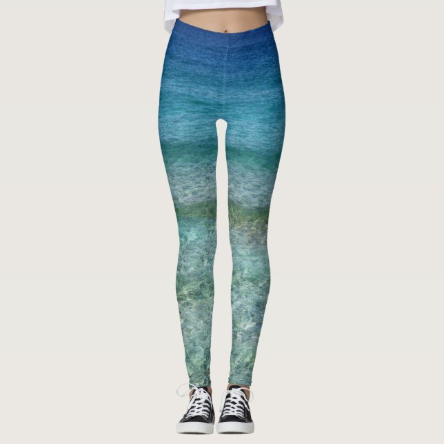 blue modern leggings with sea (Front)