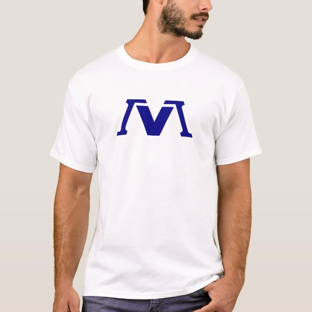 Blue Modern Letter M Monogram Minimal Design T-Shirt (Front)