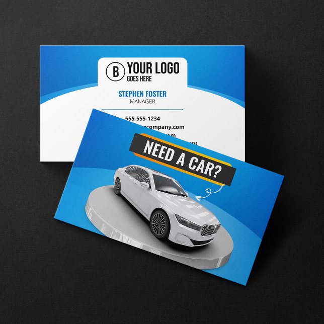 Blue Modern Luxury Car Rental Automobile Car Hire Business Card (Creator Uploaded)