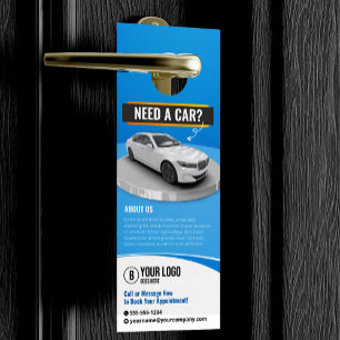Blue Modern Luxury Car Rental Automobile Car Hire Door Hanger